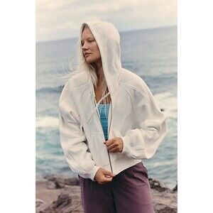 Free People FP Movement Side Line Zip Hoodie Jacket Top Ribbed White XS 281989